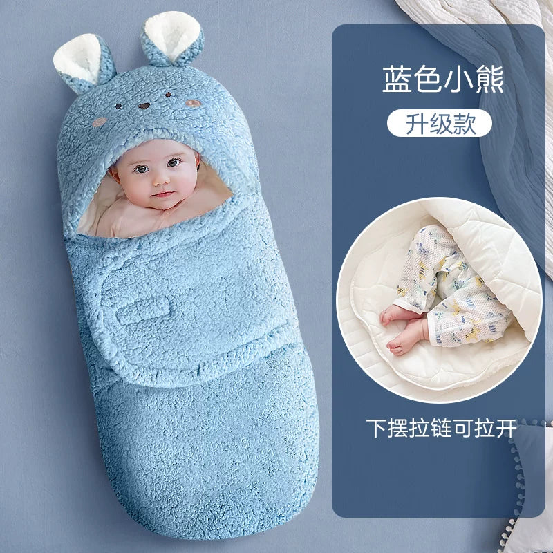 doteyhost körpə yataq çantası, payız və qış üçün qalınlaşdırılmış, yeni doğulmuş körpələr və körpələr üçün uyğundur, tək hissəli təpik əleyhinə yorğan/bələyin.