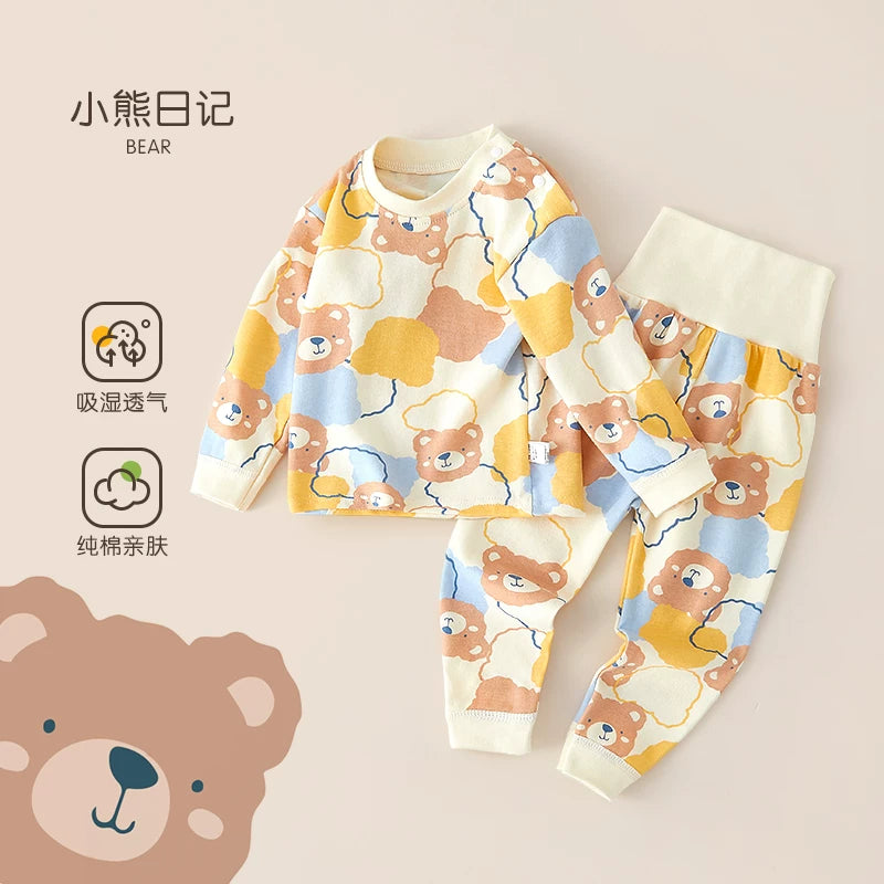 Körpə termal alt paltarı dəsti, təmiz pambıq, alt paltarı, qarın qoruyucusu, payız geyimləri, oğlan və qızlar üçün uzunqol pijamalar, uşaq ev geyimləri