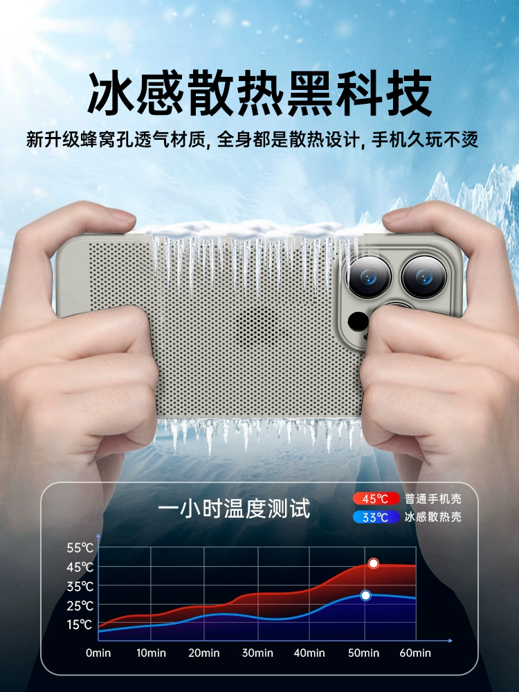 [Obyektiv filmi ilə gəlir] Apple 16Pro yeni yay 17Promax üçün uyğun olan pətək soyuducu mobil telefon qutusu nəfəs ala bilən içi boş yay işığı və nazik 13 payız əleyhinə iPhone15 hər şey daxil qoruyucu örtük 14