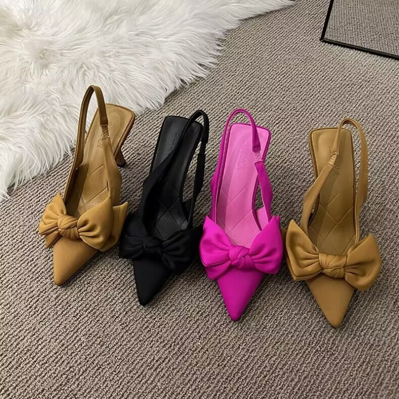 Moda Qadın Ayaqqabıları Stiletto Uclu Qadın Pompası Yay