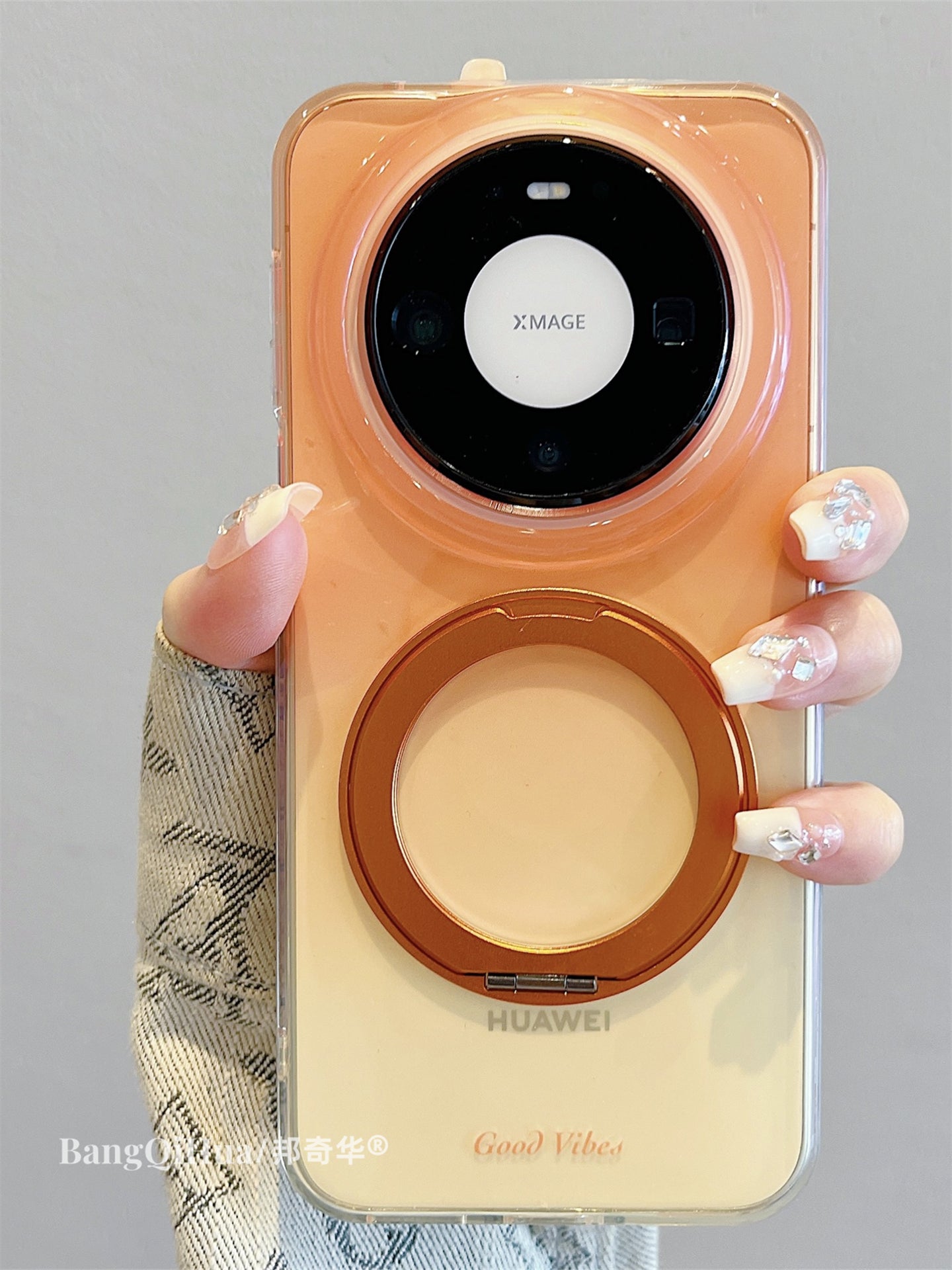 Yeni dayaq qutusu Huawei mate80promax mobil telefon qutusu pura90pro yüksək səviyyəli 360 dərəcə maqnit dayağı mate70/60pro gradient rəngli pura70/80pro düşməyə qarşı qadın üçün uyğundur