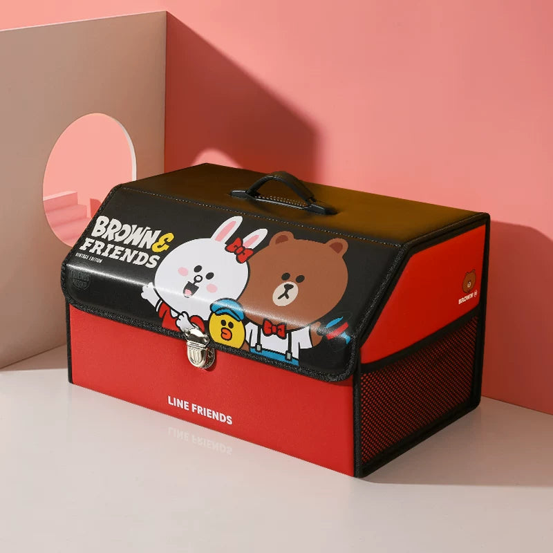 LINE FRIENDS Car Trunk Storage Box, Folding Organizer, Universal Car Decoration Cartoon Storage Box