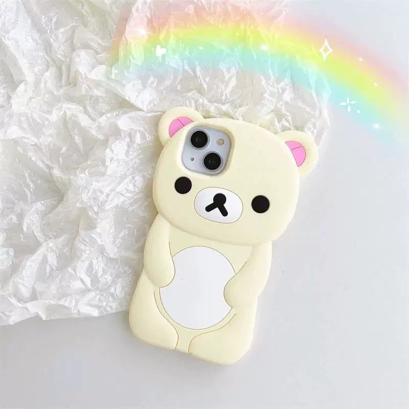 iPhone 16 promax üçün şirin cizgi filmi Rilakkuma ayı telefon qabı
