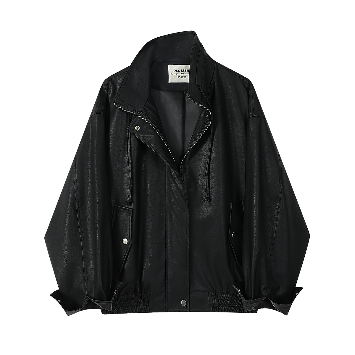 Cholisa-nın qadınlar üçün unikal qara dəri gödəkçəsi, 2026-cı il üçün yeni yaz/payız modası, qısa, çox populyar, dəbli və şık boş gödəkçə.