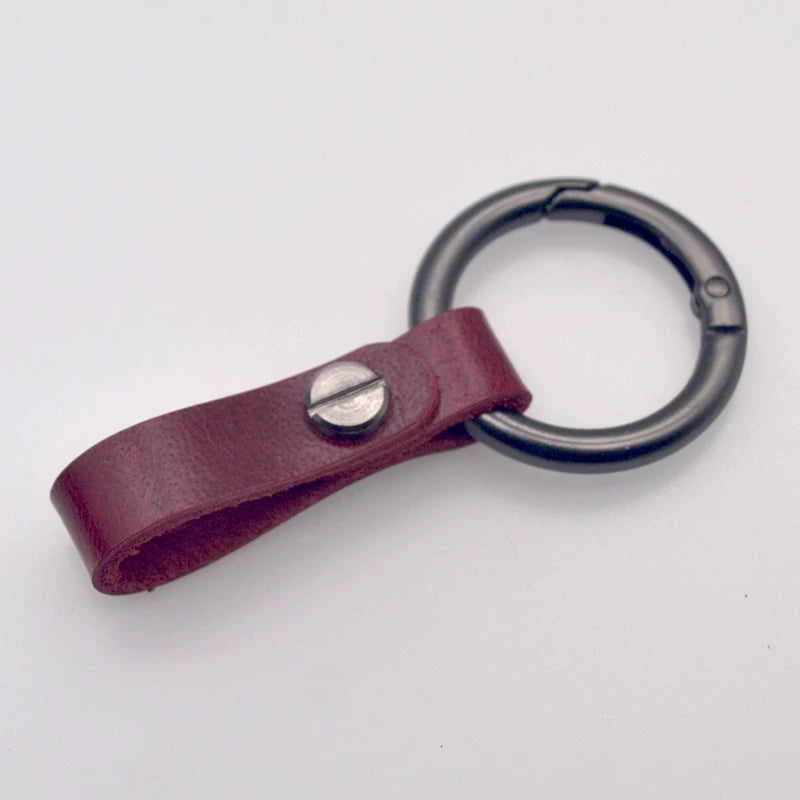 Genuine leather round ring car key chain men's cowhide key chain waist key ring car key chain pendant decoration