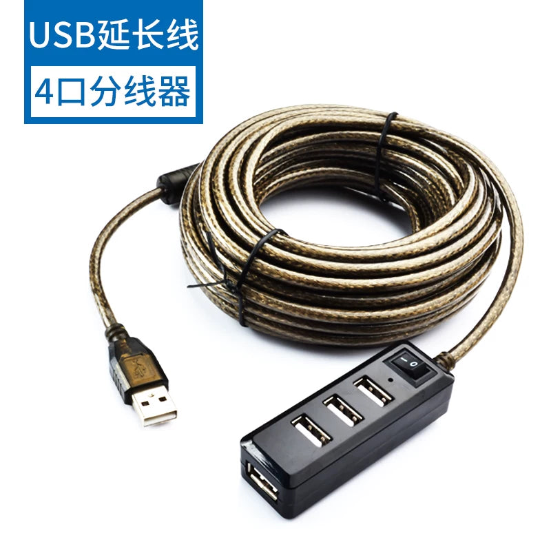 USB2.0 uzatma kabeli 5 metr birdən dördə qədər splitter kompüter uzadılması 4 portlu kişidən qadına enerji təchizatı portu ilə məlumat kabeli
