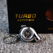 Audible TURBO car key ring, electric LED lights, turbine blade rotating key with pendant, creative decoration.