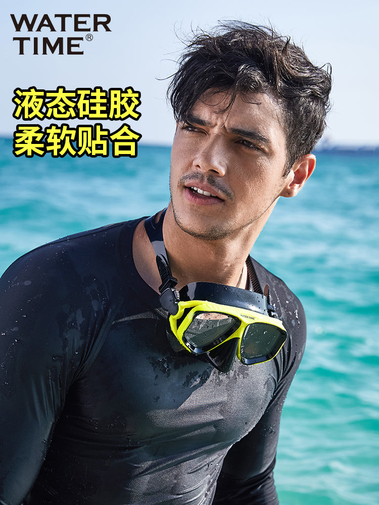 WaterTime snorkeling maskası, miyopi, müxtəlif dərəcəli dalğıc maskaları, snorkeling avadanlığı, üç hissəli dalğıc maskaları dəsti