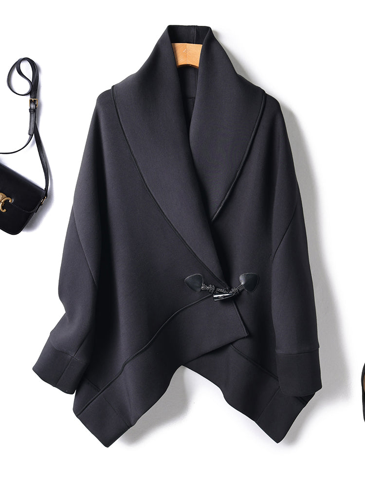 Loose-fitting, slimming, collared, batwing, long-sleeved, duffle coat, cotton cardigan top, trench coat, short jacket, fashionable autumn new women's clothing