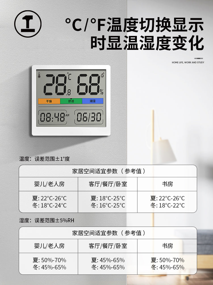Yaşıl Meşə Termometri Divara quraşdırılmış Elektron Temperatur və Rütubət Sayğacı Ekranı Daxili Məkan üçün Dəqiq Ev Yüksək Dəqiqlikli Uşaq Otağı Termometri