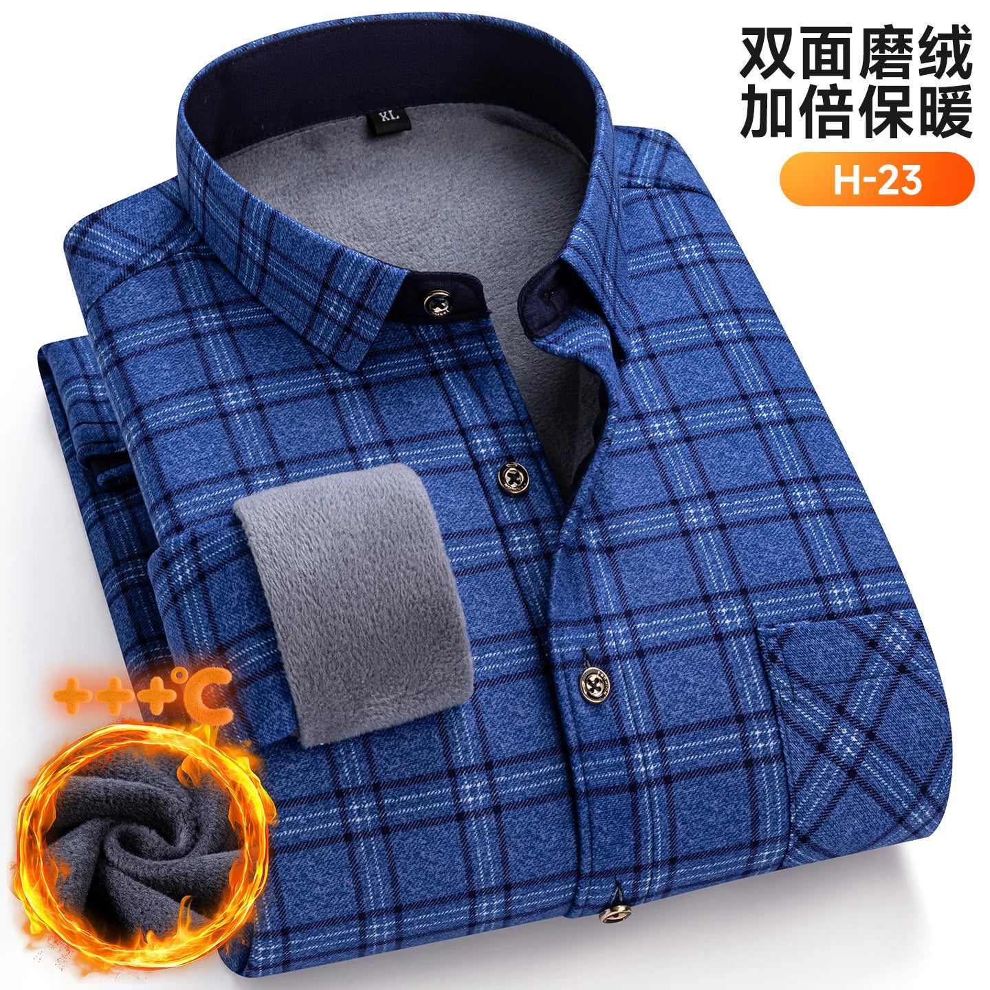 Paul Winter Kişilər, Orta Yaşlı və Yaşlılar üçün İsti Uzunqol Köynək, Gündəlik, Yun Astarlı, Qalın, Böyük Ölçülü Dama-dama Köynək