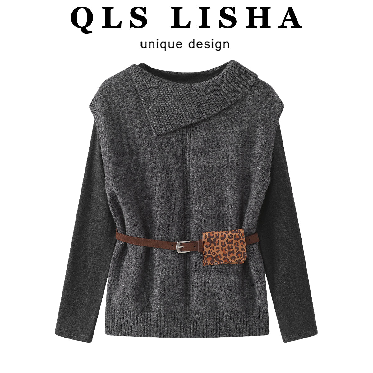 Chola Lisa Qadınlar üçün Trikotaj Dəsti, Payız, Yüksək Seçimli, Rahat, Koreya Üslubunda, Miu Üslubunda, Qışın Erkənləri üçün İki Hissəli Dəst