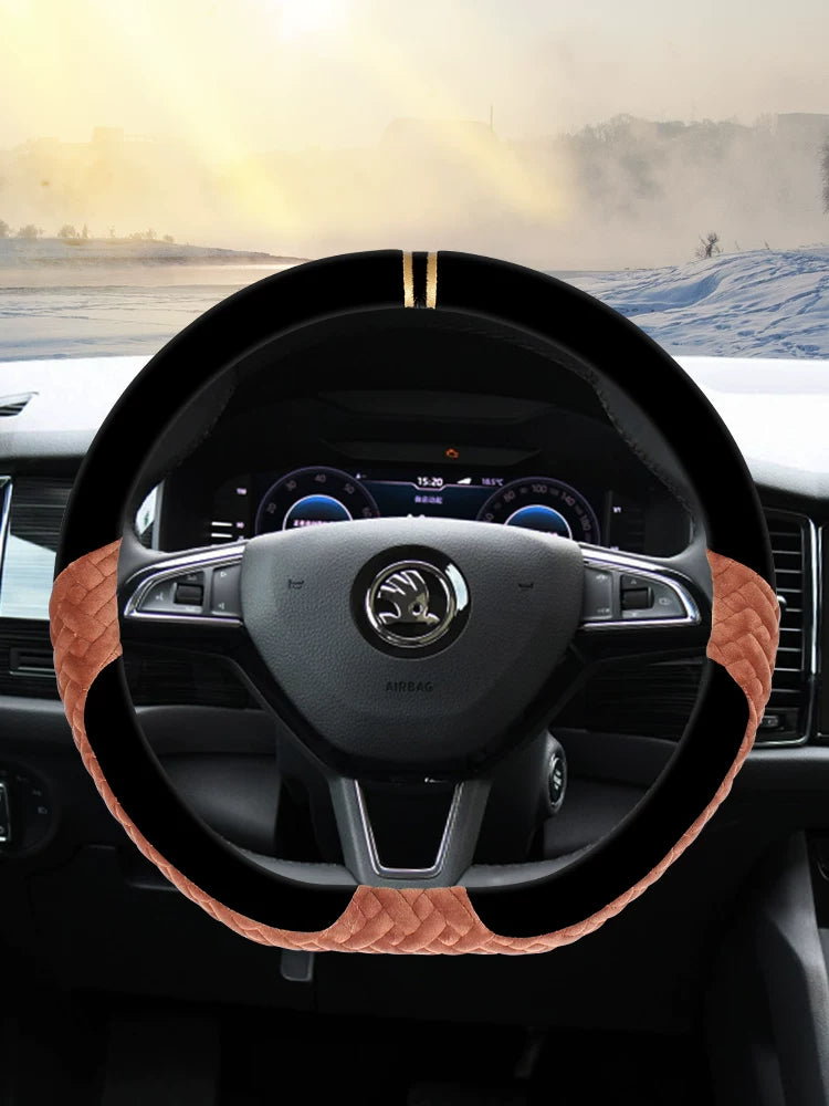 Skoda Octavia, Rapid, Fabia, Superb, Kodiaq, Yeti, Karoq Plush Steering Wheel Cover (Winter)