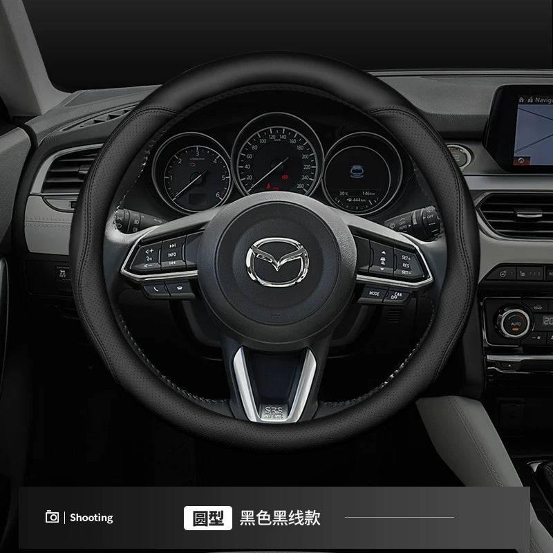 Mazda 6 steering wheel cover is suitable for Mazda 3, CX-4, Axela, CX-5 and Atenza, made of genuine leather, breathable and non-slip steering wheel cover