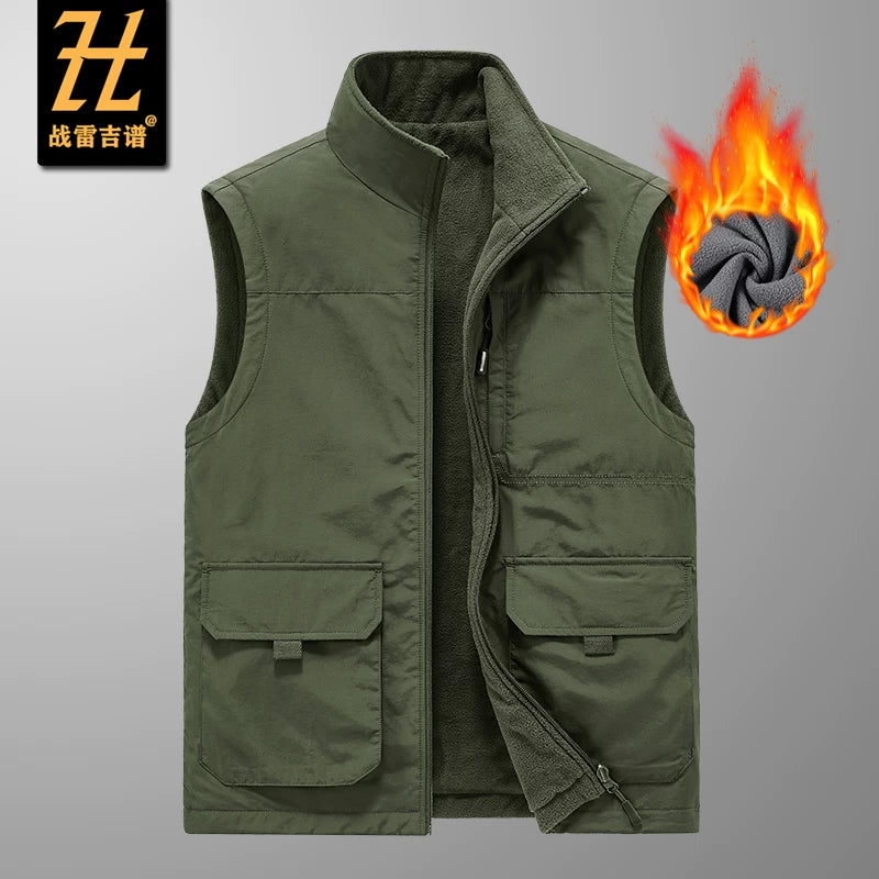 Çoxlu cibli, yun astarlı, böyük ölçülü, payız/qış üslubunda, geri çəkilə bilən kişi idman və açıq hava jileti