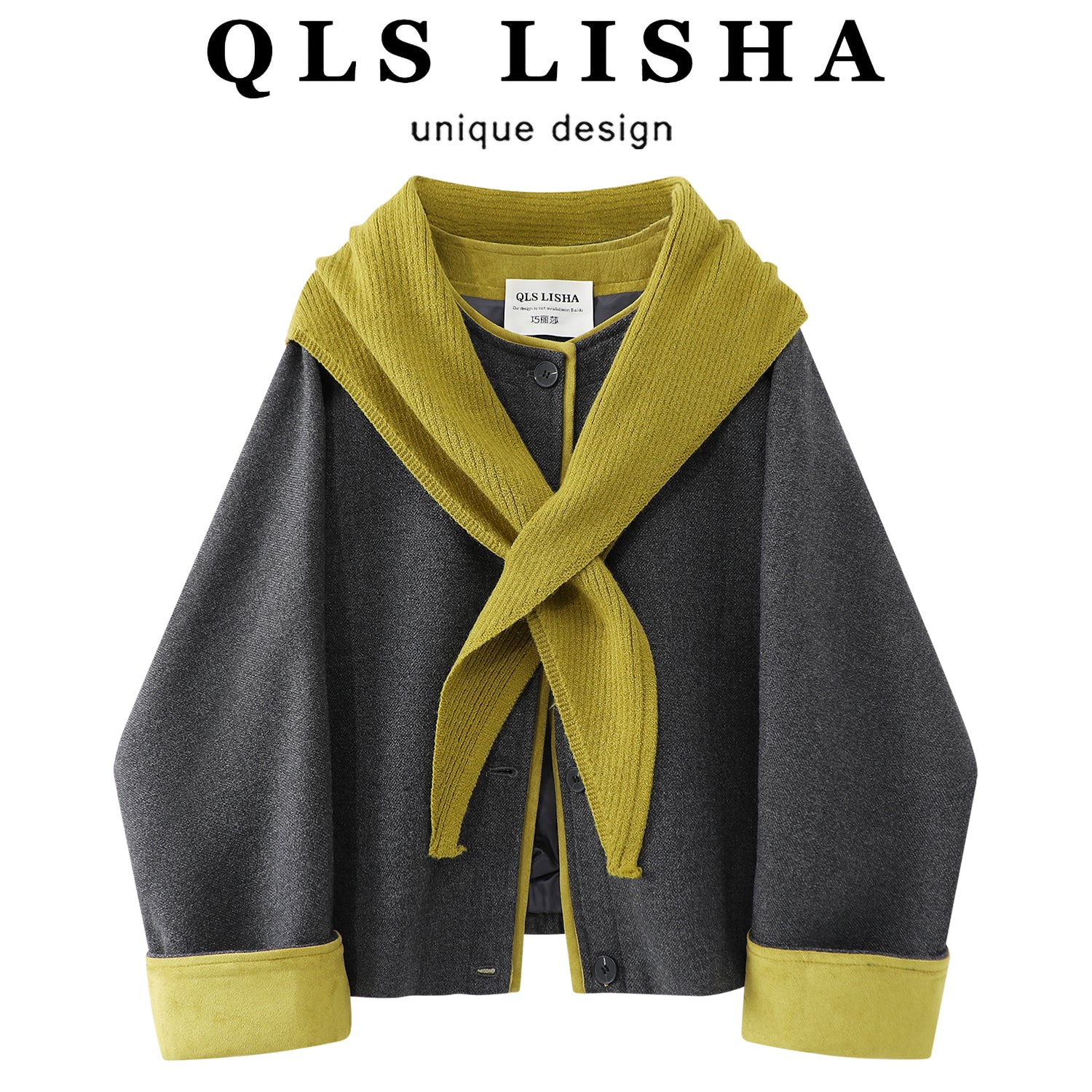 Cholisa Koreya üslubunda rəngli bloklu yun qısa palto, qadınlar üçün erkən qış yun palto, 2025 yeni üslub, yüksək səviyyəli zərif top