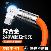 Dirsək məlumat kabeli 240W sürətli şarj kabeli Type-C dönə bilən Huawei Honor VIVOP flaş doldurma kabeli 2 metr