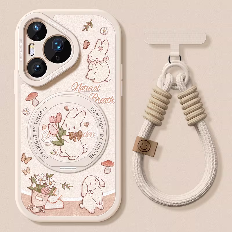 Huawei pura90pro mobil telefon qutusu üçün uyğundur yeni mötərizə pura70 qoruyucu örtük düşmə əleyhinə hər şey daxil pura80ultra maqnit silikon p60pro + buzlu p40 cizgi filmi dovşan p50 yumşaq qabıq