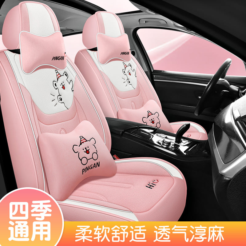 Avtomobil oturacağı yastıqları, qış kətan oturacaq üzləri, bütün mövsümlər üçün, tam örtüklü pambıq və kətan parça oturacaq yastıqları, cizgi filmi mövzulu oturacaq üzləri.