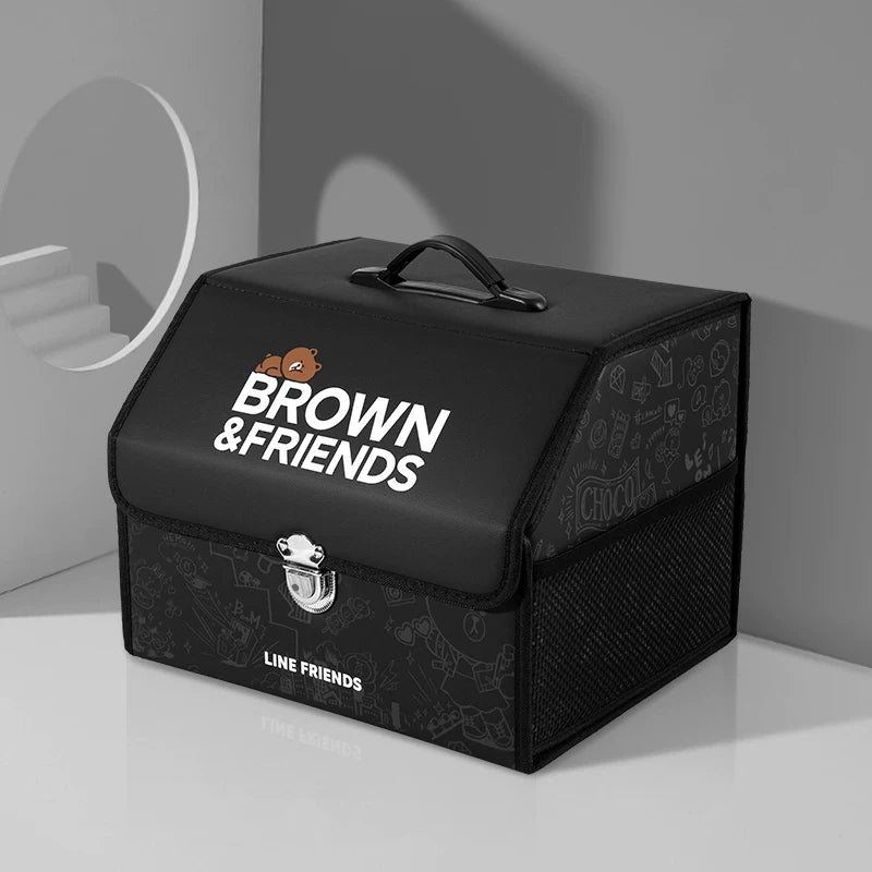 LINE FRIENDS Car Trunk Storage Box, Folding Organizer, Universal Car Decoration Cartoon Storage Box