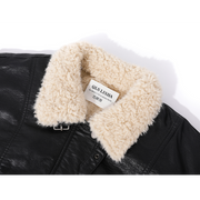 Cholisa Qadınlar üçün Yun Astarlı Qalın Dəri Gödəkçə, 2025 Payız/Qış Yeni Modeli, Quzu Yunlu Patchwork İsti Motosiklet Gödəkçəsi