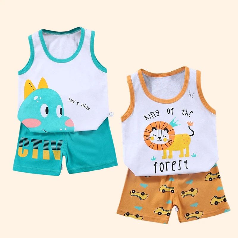 2PCS Uşaq Geyim Jilet Kostyum Uşaq Dəstləri Summer Cott - 2