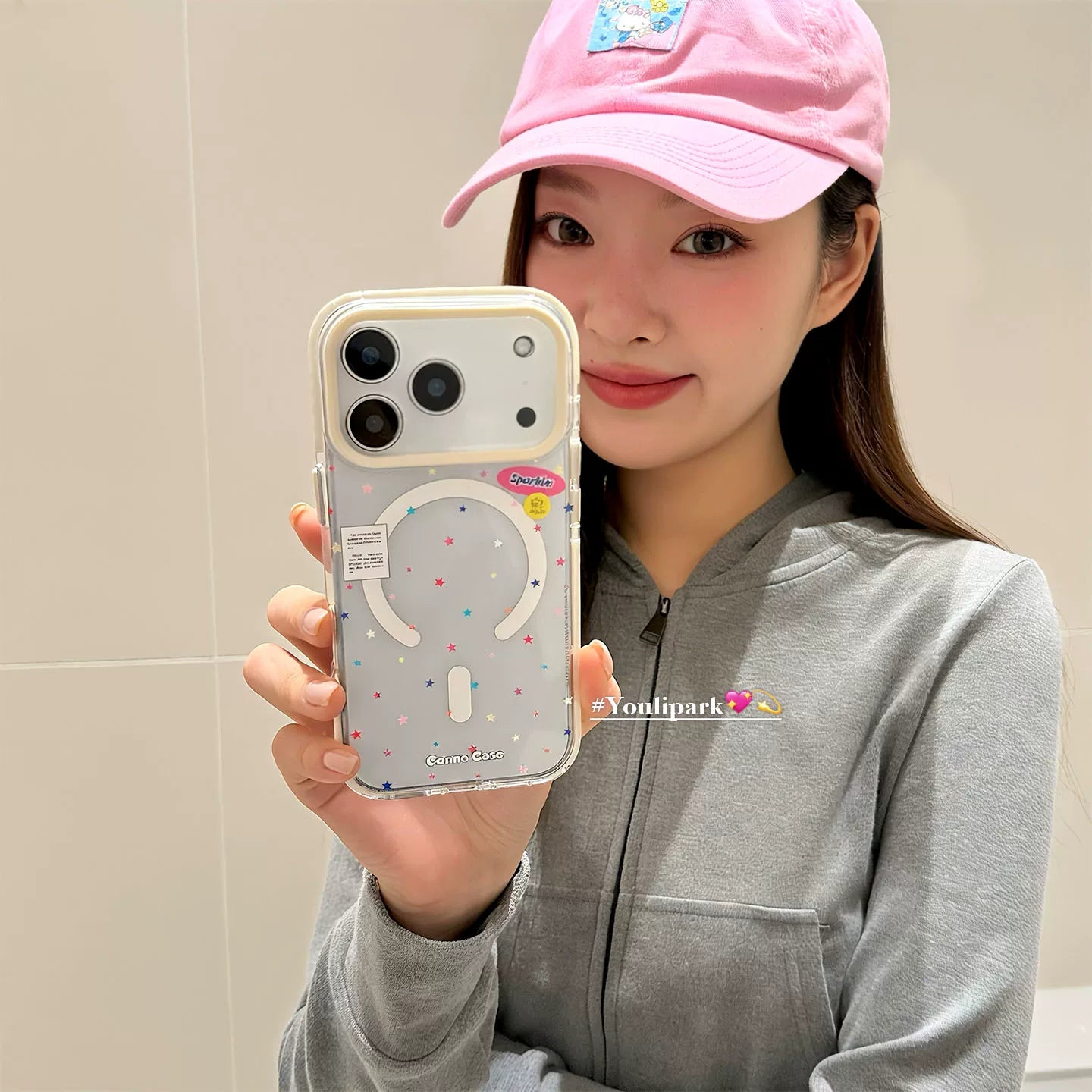 Yuri Park ins Koreya şirin rəngli ulduz sevgi maqnit stend 17 17pro Apple 17ProMax mobil telefon üçün korpus iPhone16 hər şey daxil 14 qız 16Promax qoruyucu örtük
