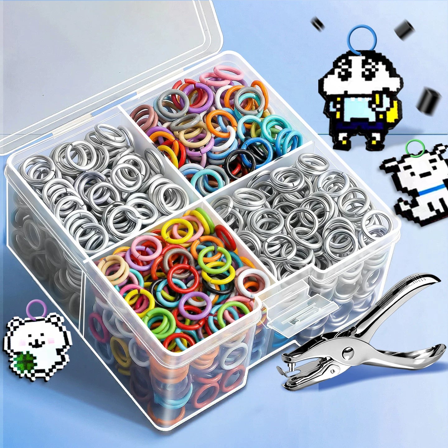 Fasulye alət dəsti Fasulye aksesuarları xüsusi əl istehsalı DIY rəngli açıq üzüklü metal birləşmə halqalı brelok E1
