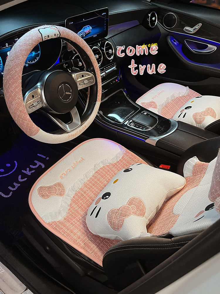 Kətan avtomobil oturacağı yastığı, bütün fəsillər üçün, çəhrayı, nəfəs alan, premium keyfiyyətli nazik avtomobil oturacağı üzlüyü/yastığı.