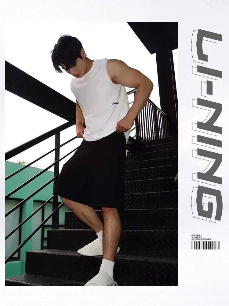 Li Ning tez quruyan idman jileti kişi yeni yay Amerika qolsuz buz ipək köynək qaçış fitness basketbol kostyumu