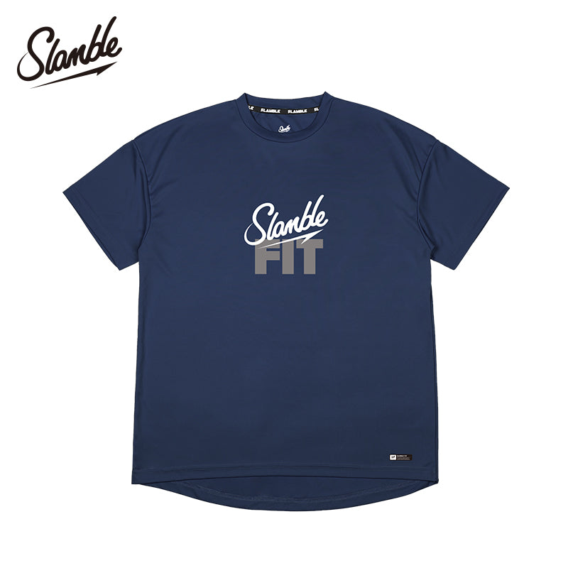 SLAMBLE yay yeni FIT qısaqol kişi köynəyi, dəyirmi boyunlu, tez quruyan nəfəs alan fitnes qaçış məşq forması