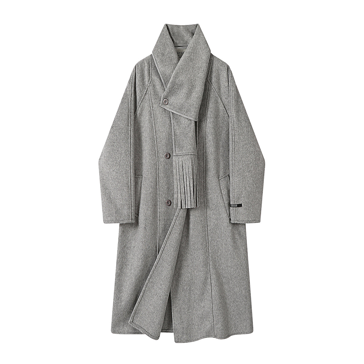 Chola Lisa Koreya üslubunda qadınlar üçün rahat və zərif boz yun palto, payız və qış üçün super gözəl uzun yun palto