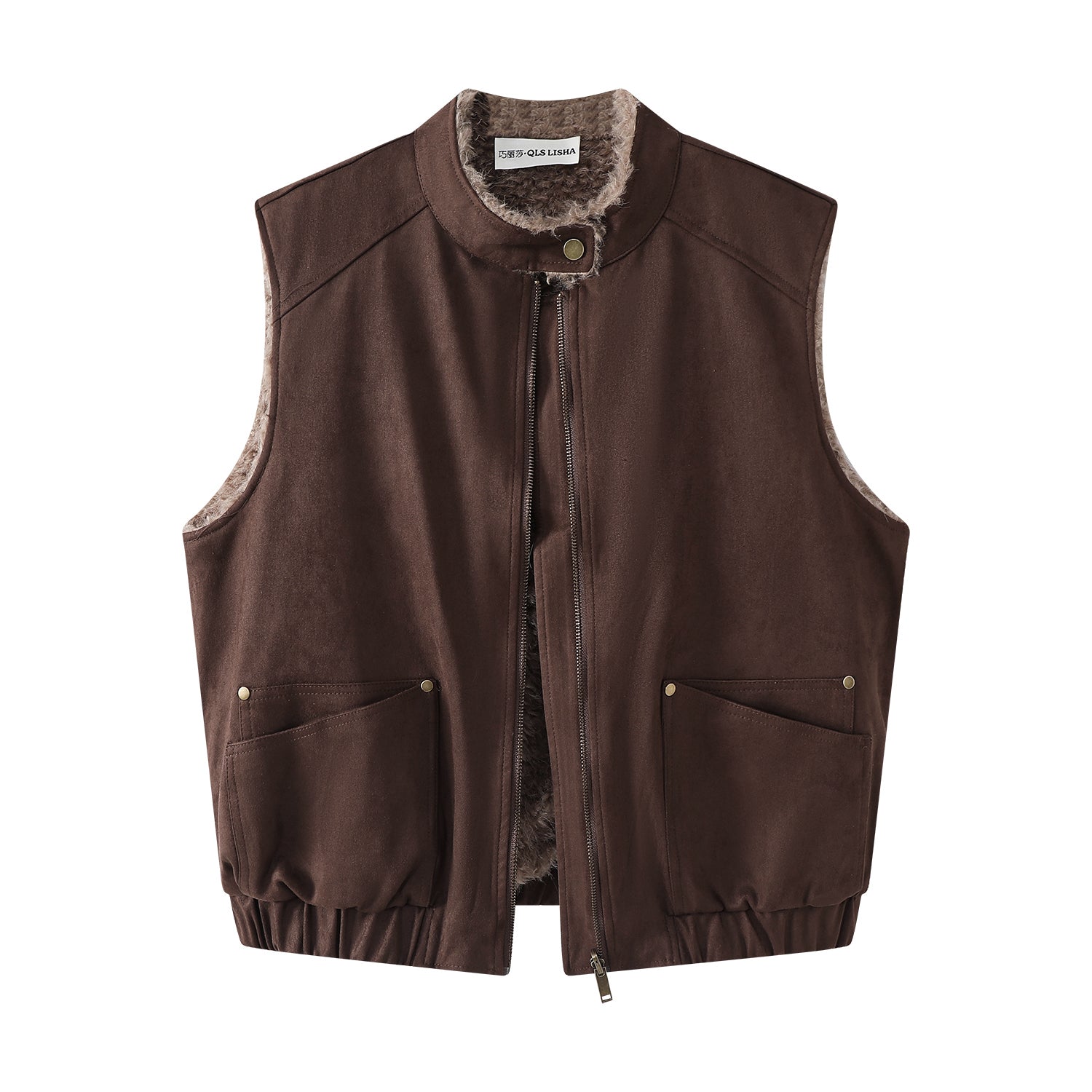 Chorlisa Qadınlar üçün Koreya Qəşəng Geriyə Bərpa Olunan Jilet, Payız/Qış Retro Quzu Yunlu Üst Geyim, Dəbli və Dəbli