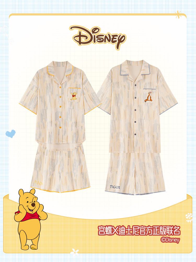 Gongdie [sərin tip] Disney Winnie the Pooh cüt təmiz pambıq pijama qadın üst geyimi qısaqol kişi ev paltarı yay