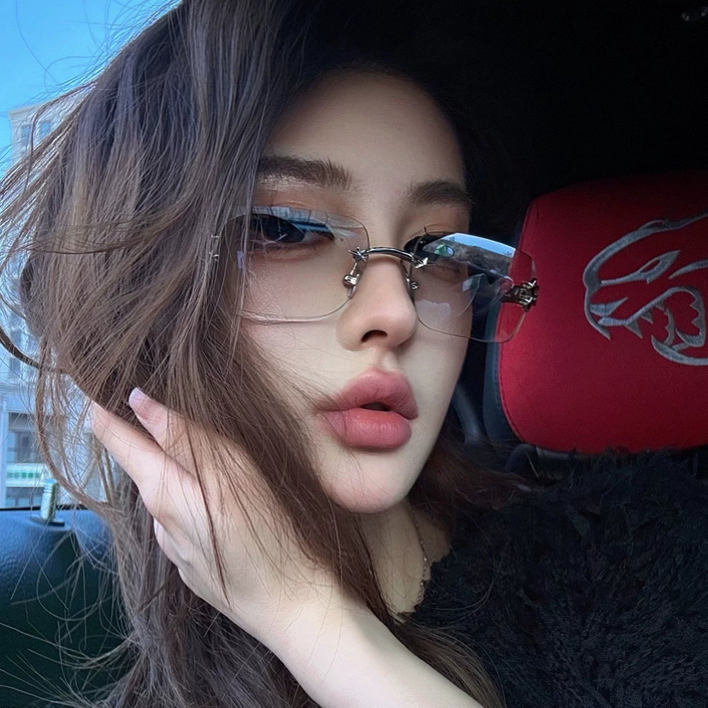 Koreya stili çərçivəsiz jennie eyni üslublu gradient civə günəş eynəyi qadın moda y2k isti qız anti-UV günəş eynəyi