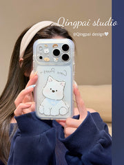 Yüngül şəffaf sevimli cizgi filmi West Highland balası Apple 17promax mobil telefon qutusu iphone16pro yeni 15promax qadın 17pro ikiqat qabıq 15pro hər şey daxil sərt qabıq üçün uyğundur