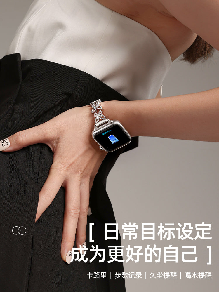 Smart Watch Qadın 2025 Kəpənək Kölgəsi Zirkon Ürək dərəcəsi Bluetooth Telefon İdman Qolbaq Android Telefonları üçün