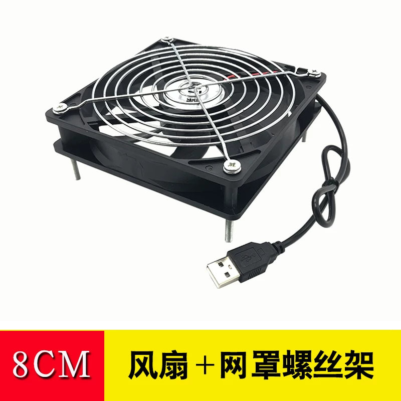 USB soyutma ventilyatoru marşrutlaşdırıcı pristavka TV pişik soyutma ventilyasiyası 12 sm səssiz 8CM sm soyutma egzoz soyutma 5V mini masaüstü kompüter USB interfeysi şassi ventilyatoru çoxməqsədli
