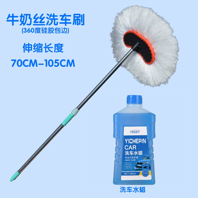 Avtomobil Yuma Fırçası Paslanmayan Polad Teleskopik Uzun Fırça Sahibi Uzun Saplı Avtomobil Su Fırçası Yumşaq Kürk Təmiz Pambıq Telli Avtomobil Yuma Mop Təmizləmə Xüsusi
