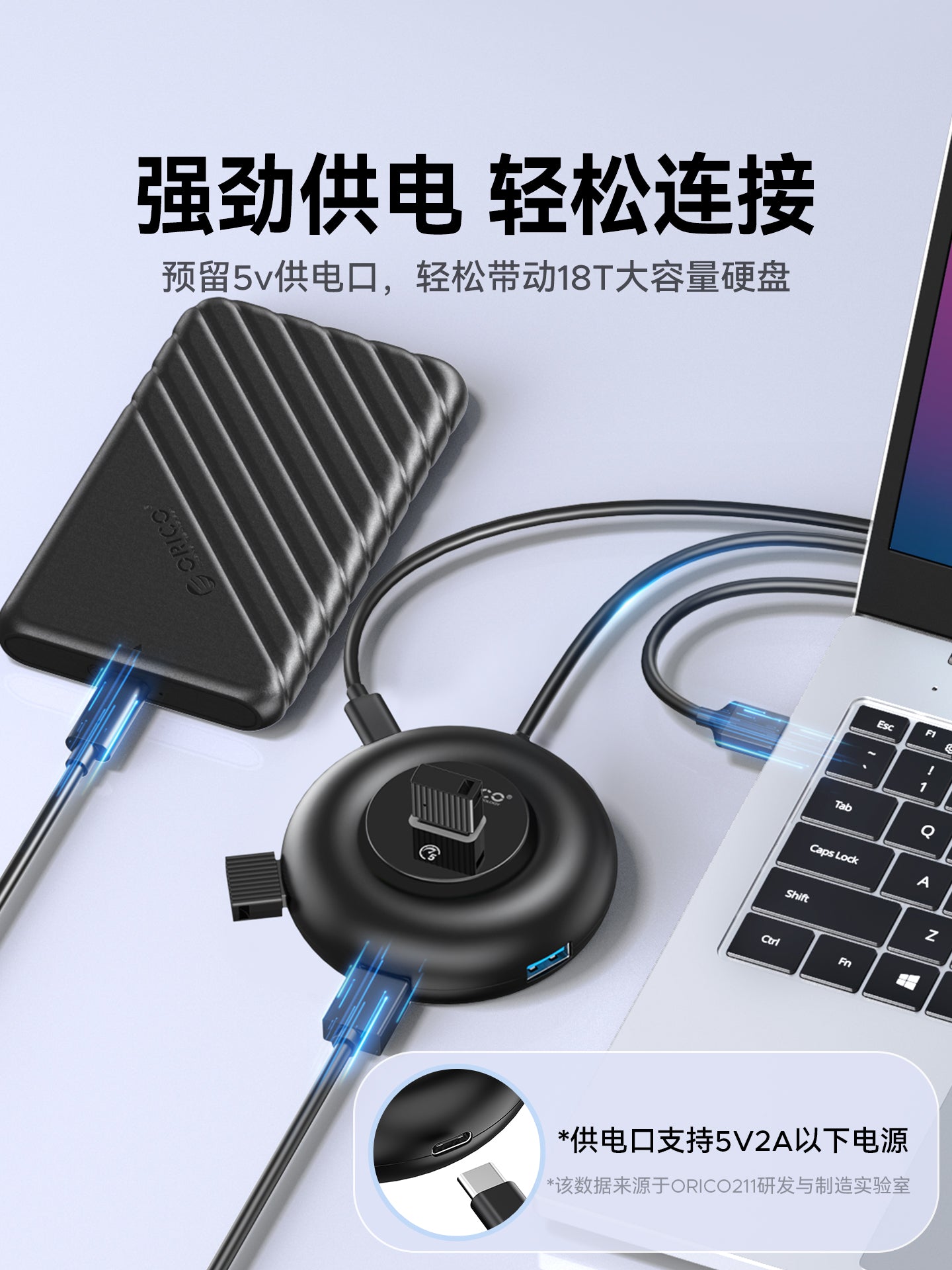 Orric usb interfeysi genişləndirici mərkəzi hub birdən ikiyə uzatma kabeli genişləndirici dok tipc splitter birdən dördə noutbuk xarici U disk çevirmə konnektoru SD/TF oxuyucusu