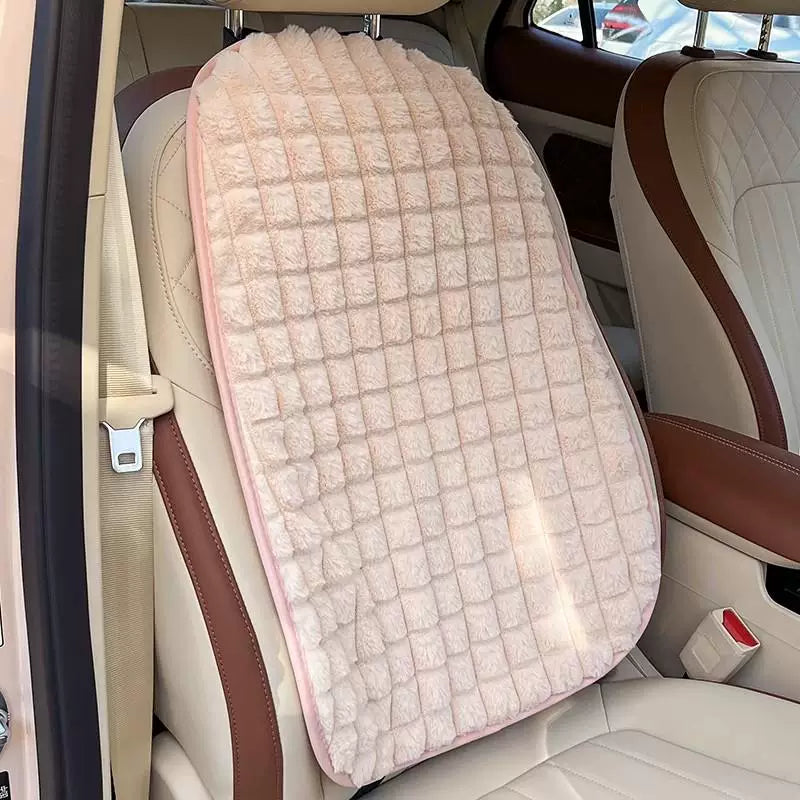 Soft warm lumbar support car seat cushion for winter, universal car interior back seat cover, non-slip car mat for women.