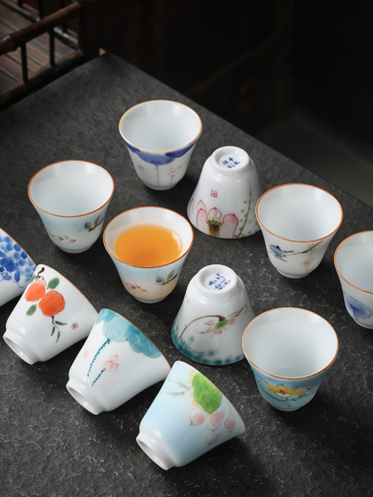 Jingdezhen əl boyalı çini Kung Fu çay fincanı məişət əl boyalı çiçək naxışlı usta fincan keramika əl boyalı tək fincan