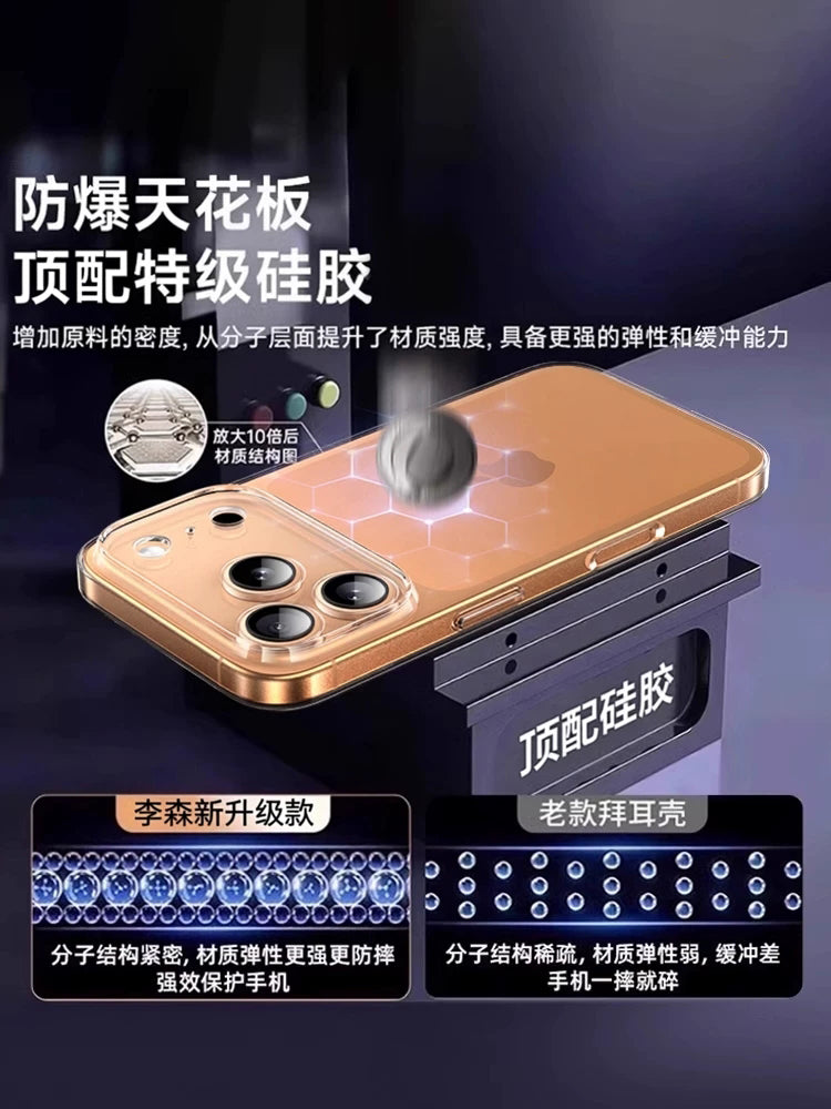 [Ultra nazik çılpaq metal] Apple 17 mobil telefon qutusu üçün uyğundur iPhone17promax2025 yeni 16promax şəffaf silikon 15pu lens hər şey daxil 12 düşməyə qarşı 13 mobil telefon qutusu 11 kişi 14pm