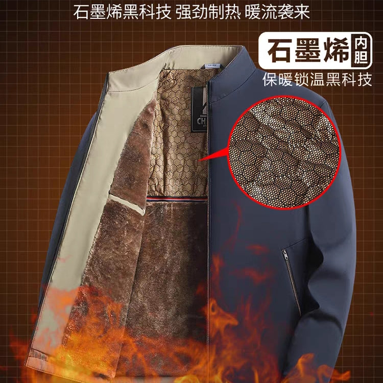 Ağacdələn Qış Yeni Yaxalıqlı Gödəkçə Kişilər üçün Orta Yaşlı və Yaşlılar üçün Yun Astarlı Qalın İsti Pambıq Gödəkçə Atalar üçün Qış Üst Geyimi