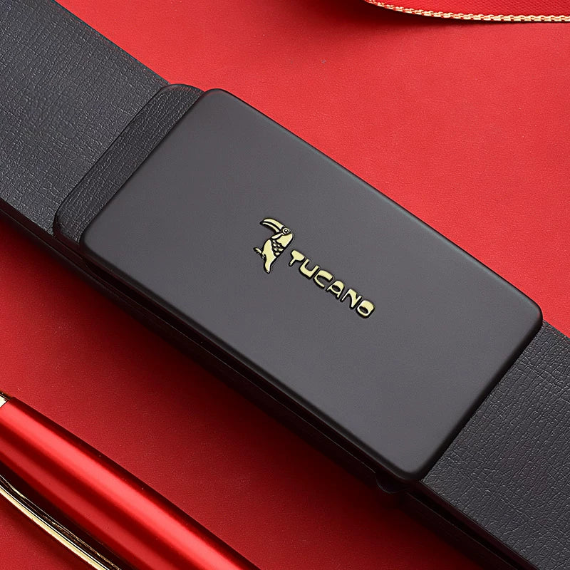 Woodpecker Kişi Dəri Kəmər, Dişsiz, Daxili Geyim, Avtomatik Toka, Dəbli Gənc Kişilər üçün İşgüzar Şalvar Kəməri, Orijinal Dəri