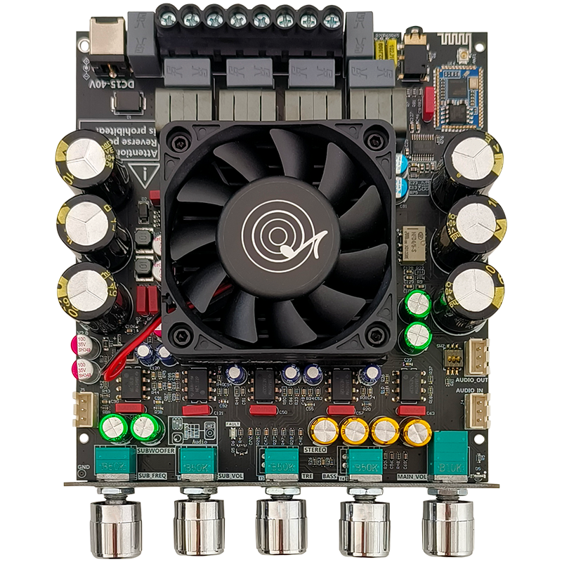 APTX2 Qualcomm Bluetooth rəqəmsal güc gücləndiricisi 2.1 kanal 200+200+400W sabvufer QCC3034+TPA322