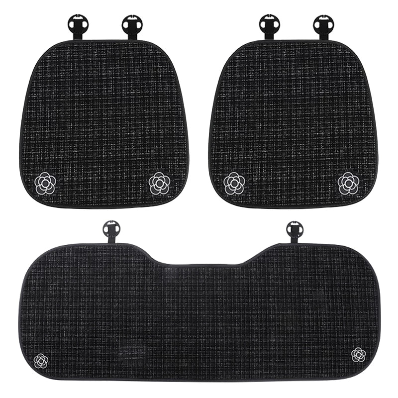 Linen car seat cushions, for all seasons, premium feel, new style, women's seat cover, star-shaped car seat cover and cushion set, five-piece.