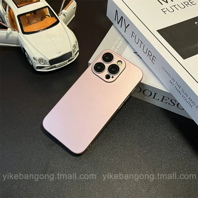 ins yüksək dərəcəli əsas rəngli titan metal teksturalı iPhone17pro Apple 14 mobil telefon qutusu 16ProMax yeni 11 barmaq izinə qarşı 12 kişi və qadın 13 cütlük 14plus 15promax düşməyə qarşı örtük üçün uyğundur