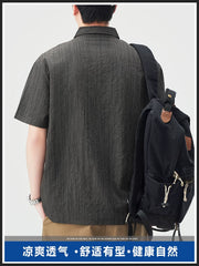 Oppa Shark moda brendi qısaqol polo köynək oğlanlar üçün qısaqol 2026 yay yeni yaxa moda zolaqlı boyalı köynək