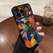 Apple 17promax mobil telefon qutusu üçün uyğun yağlı boya rəngli personajlar iPhoneAir yeni 16e yeni 15pro yüksək səviyyəli 14plus qadın modeli 13 silikon hər şey daxil olmaqla düşmə əleyhinə 12 quzu dərisi 11